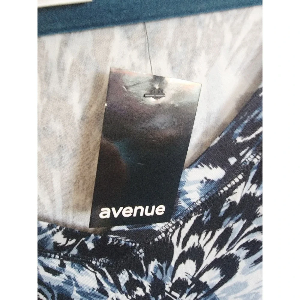 Avenue 3X Tunic‎ or Short Dress Cape Cod Feather V-Neck LS Plus Size 3X NWT